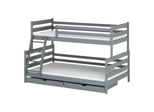 FAMI 90x200/120x200 grijs stapelbed met breder ligvlak Lano Meubels