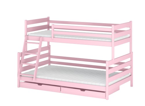 FAMI 90x200/120x200 roze stapelbed met breder ligvlak Lano Meubels