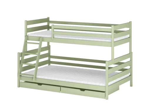 FAMI 90x200/120x200 olijf stapelbed met breder ligvlak Lano Meubels