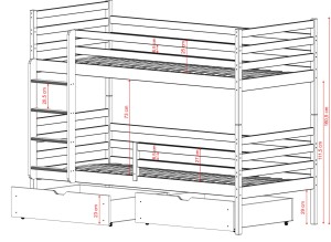 NEMO 80x190 puur chocolade stapelbed Lano Meubels