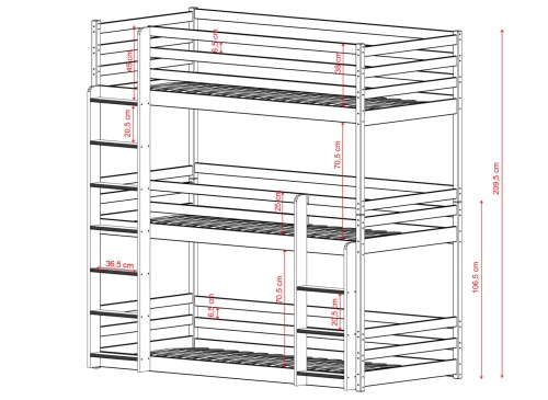 TED 90x190 grenen stapelbed Lano Meubels