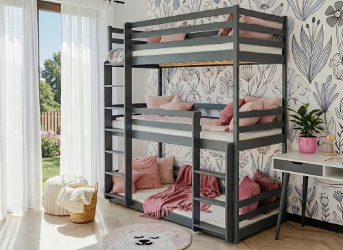 TED 90x200 grafiet stapelbed Lano Meubels