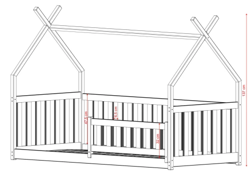 BOGUŚ 80x160 grijs Montessori vloerbed voor kinderen tipi Lano Meubels