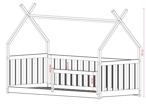 BOGUŚ 90x200 blauw Montessori vloerbed voor kinderen tipi Lano Meubels