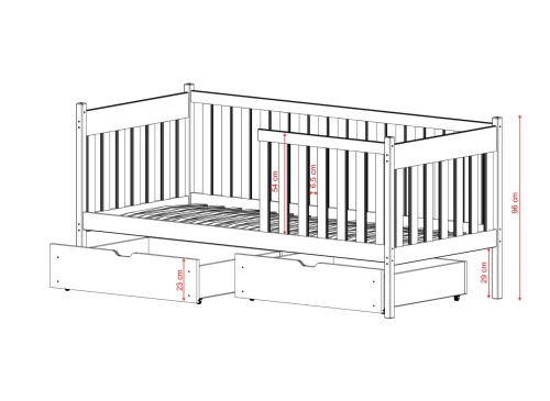ALICJA 80x190 roze eenpersoons kinderbed Lano Meubels