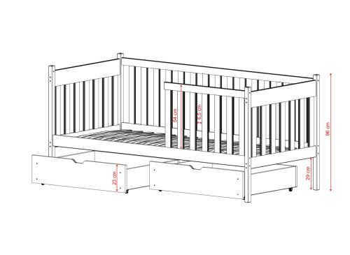 ALICJA 90x190 grenen eenpersoons kinderbed Lano Meubels