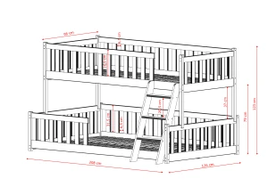 NICE 90x200/120x200 katoen stapelbed met breder ligvlak Lano Meubels