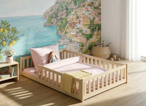 MATI 140x200 grenen Montessori vloerbed voor kinderen Lano Meubels