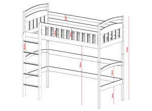 MIA 90x180 ongelakt hout eenpersoons hoogslaper Lano Meubels