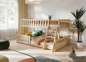 NICE 90x200/120x200 ongelakt hout stapelbed met breder ligvlak Lano Meubels