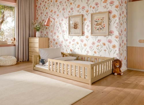 OTIS 120x200 grenen Montessori vloerbed voor kinderen met boxomranding Lano Meubels