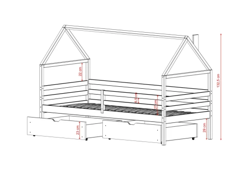 ARON 80x180 katoen eenpersoons kinderbed huisje Lano Meubels