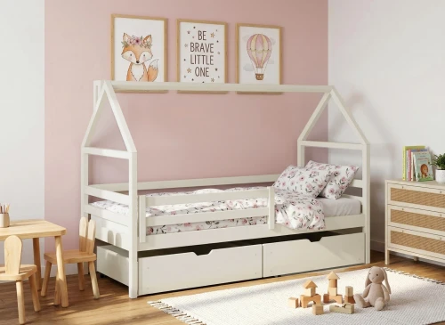 ARON 90x180 katoen Kinderbed Eenpersoons Huisbed Lano Meubels