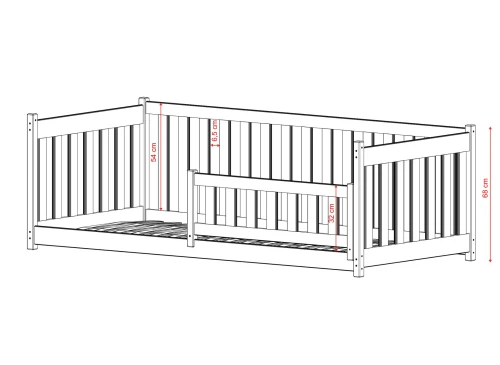 CONCEPT 90x200 katoen Montessori vloerbed kinderbed box Lano Meubels