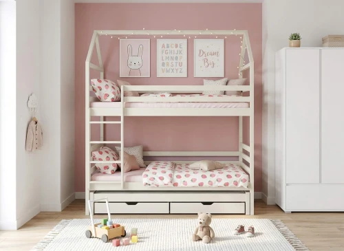 DALIA 80x160 katoen stapelbed huisje Lano Meubels