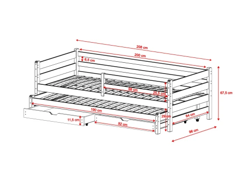 HABI 90x200 katoen tweepersoons uitschuifbaar bed Lano Meubels