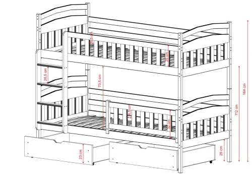 IGNAŚ 90x200 katoen stapelbed Lano Meubels