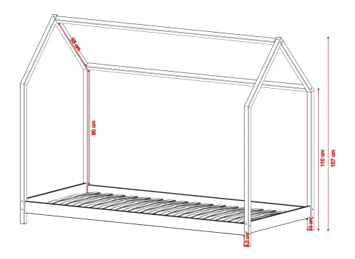 LUCKY 90x200 katoen montessori vloerbed kinderbed huisje Lano Meubels