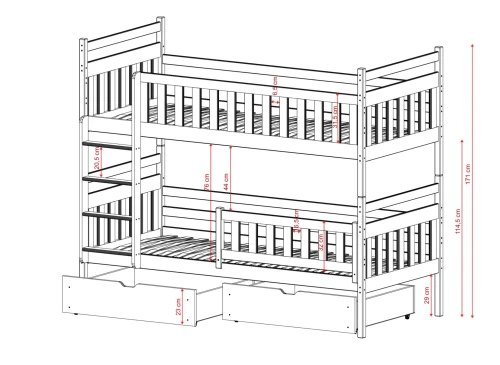 MONIKA 90x180 katoen stapelbed Lano Meubels