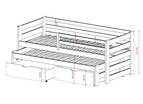 SENSO 90x200 katoen uitschuifbaar tweepersoonsbed Lano Meubels