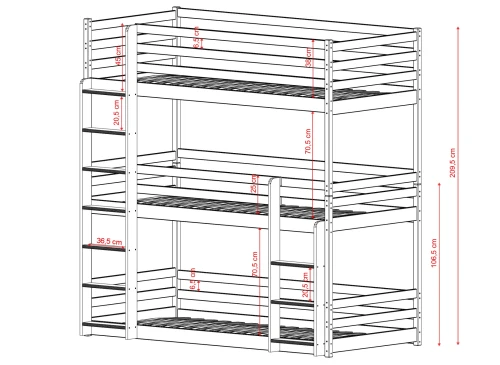 TED 90x200 katoen stapelbed Lano Meubels