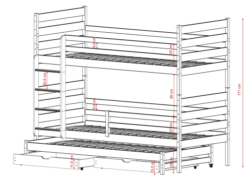 TOMI 80x180 katoen Stapelbed Lano Meubels