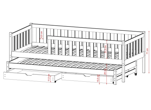 COLA 90x200 katoen kinderbed met extra slaapfunctie - Lano Meubels