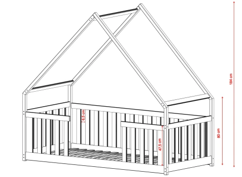 BEE 80x190 katoen kinderbed eenpersoons huisbed Lano Meubels