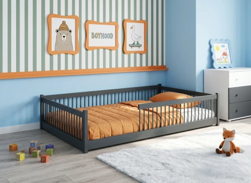 JUNIOR 120x200 grafiet Montessori vloerbed voor kinderen Lano Meubels