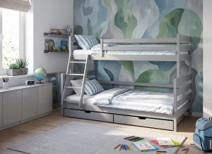 FAMI 90x200/120x200 grijs stapelbed met breder ligvlak Lano Meubels