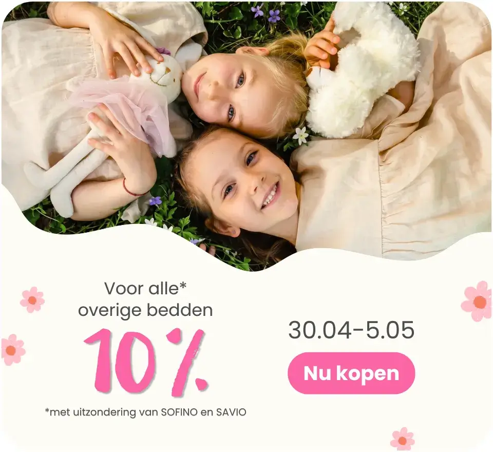 30.04–5.05 – op alle overige bedden (met uitzondering van SAVIO en SOFINO) die niet onder de 15% actie vallen, bieden wij 10% korting